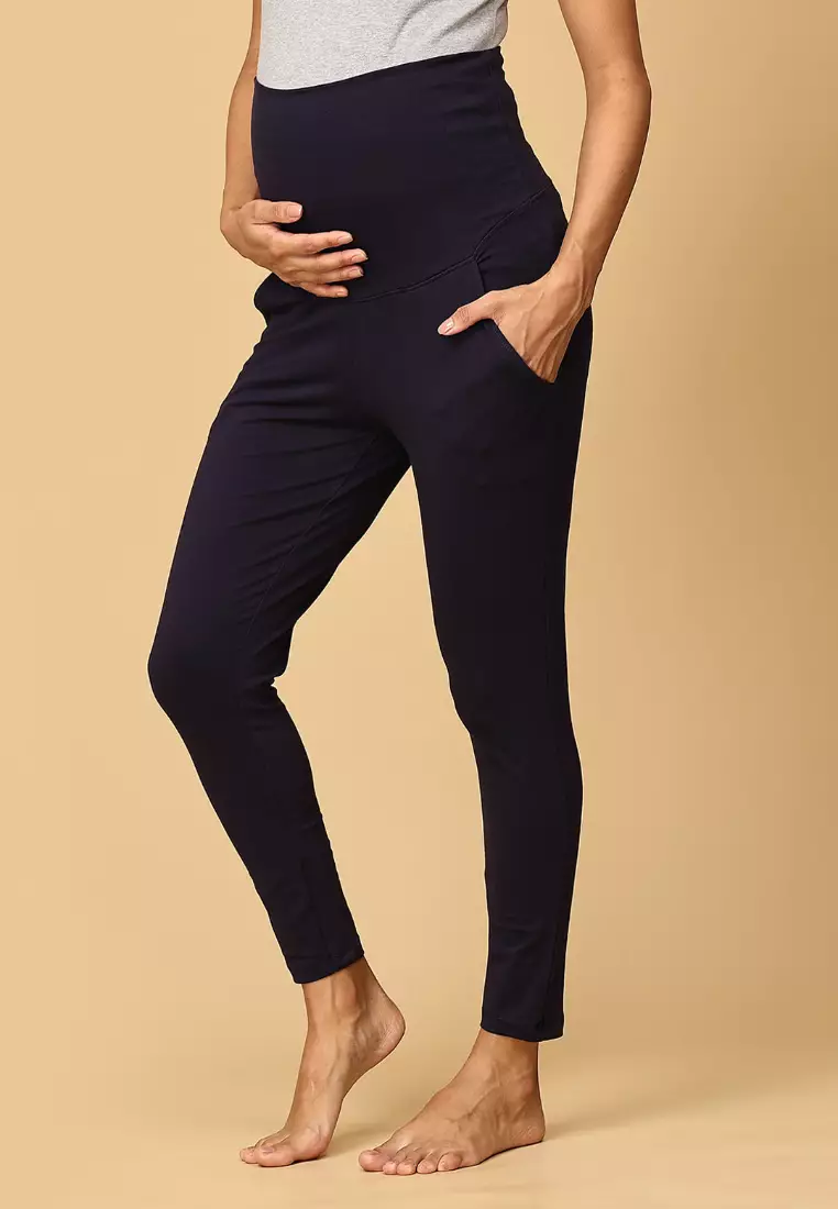 舒適孕婦打底褲海軍藍
