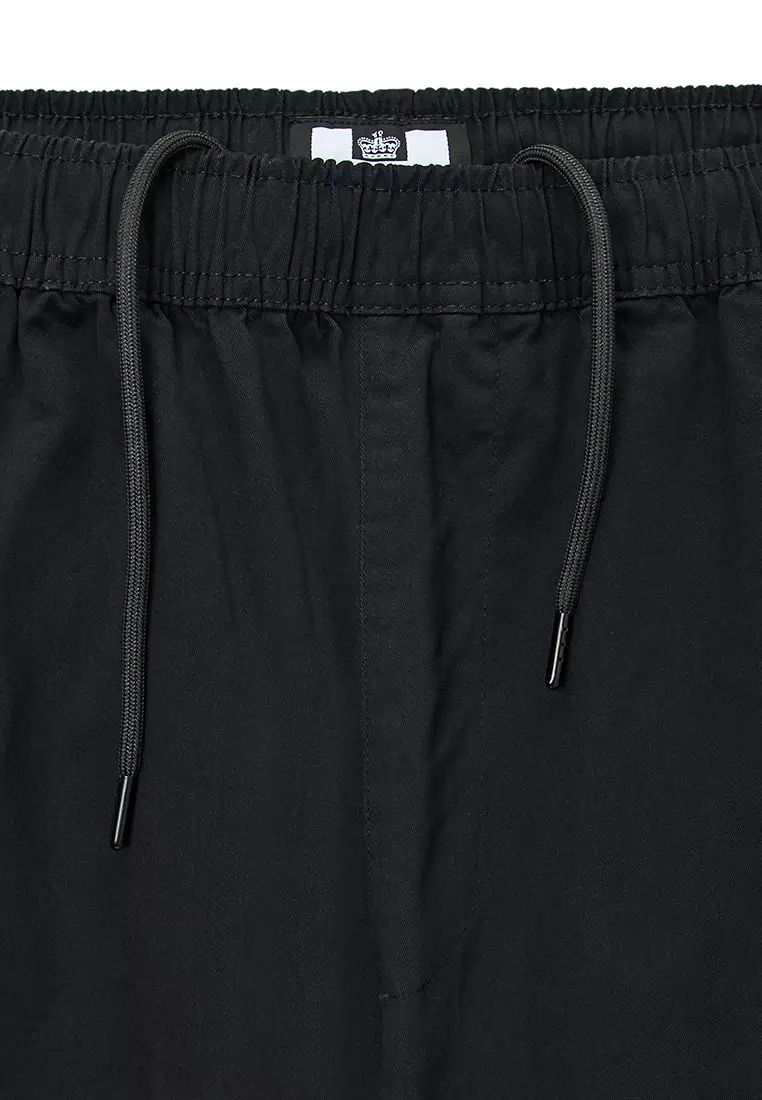 MENS BLACK ELDON RELAXED COTTON PANT