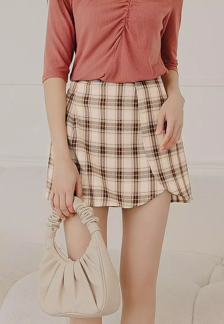 時髦高腰蘇格蘭格紋百褶短裙《CA2655》