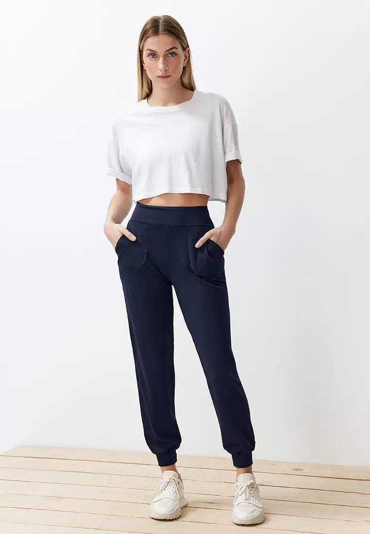 Navy Blue Diver/Scuba Comfortable Fit Knitted Sports Sweatpants