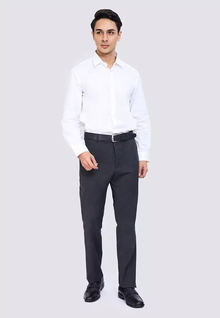 Solid Slim Fit Stretch Trousers