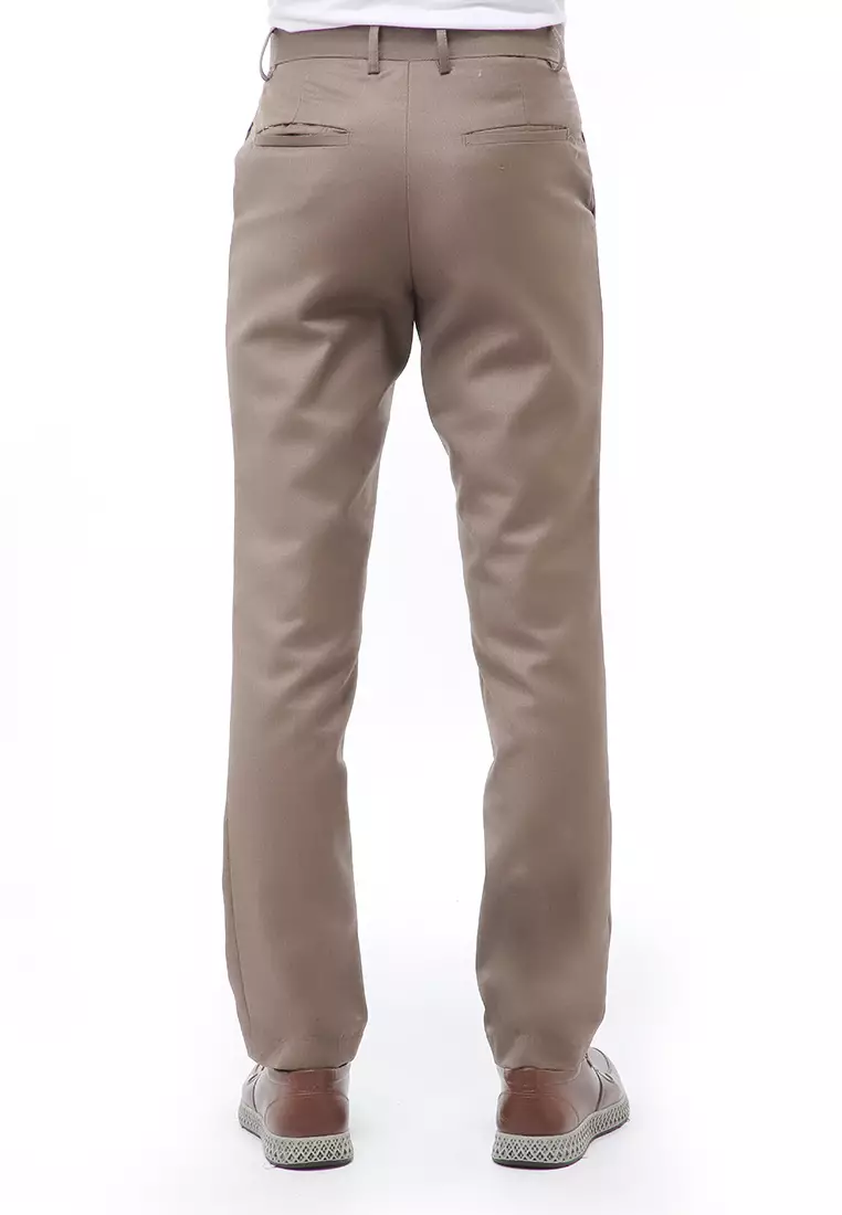 Locko Celana Panjang Formal Metalik Pria Slim Fit Material Wool ORIGINAL - Bronze