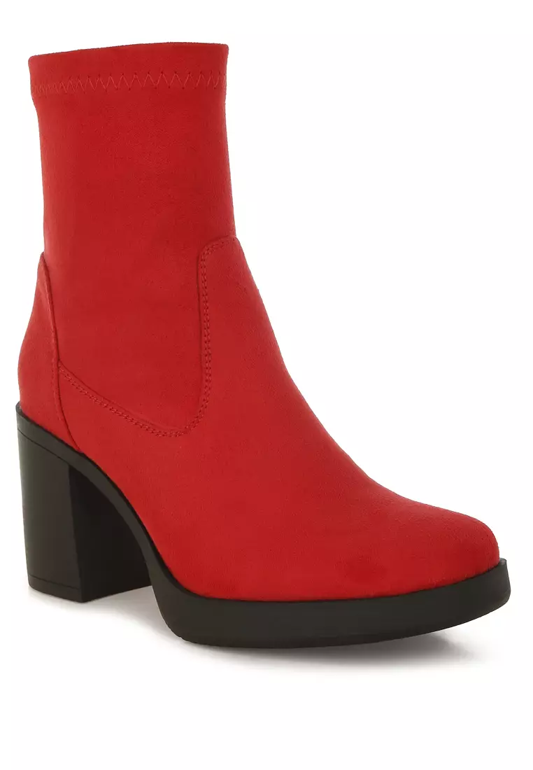 Sepatu Bot Kaus Kaki Mikrofiber Warna Merah
