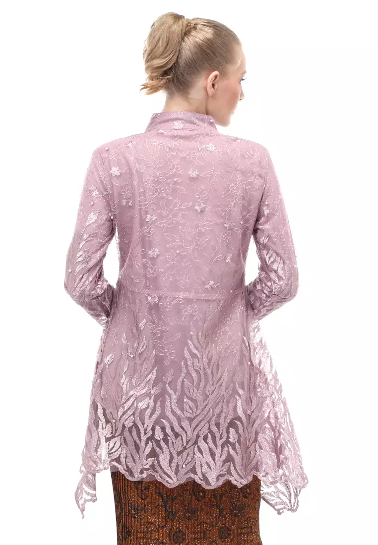 Kebaya Tunik Atasan Wanita Design Tulle Premium Quality - Lilac