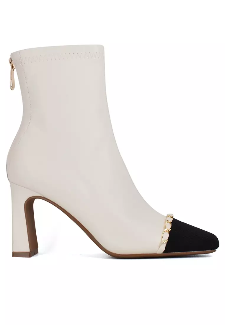 Discount on Twenty Eight Shoes  shoes - SKU: 7cm Chain Spliced Zipper Ankle Boots Xj3377-1