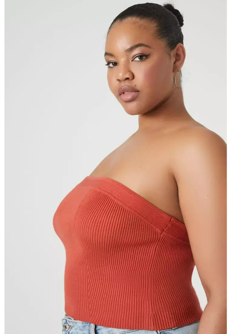 Red plus size tube top cheap