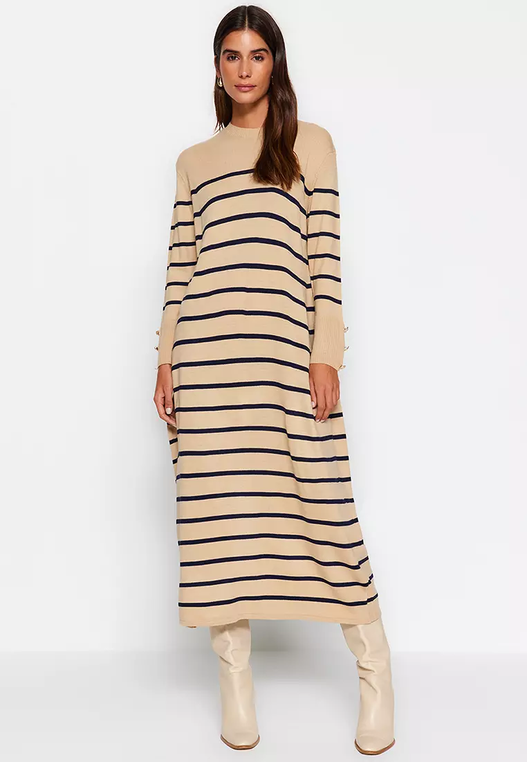 pinstripe maxi dress