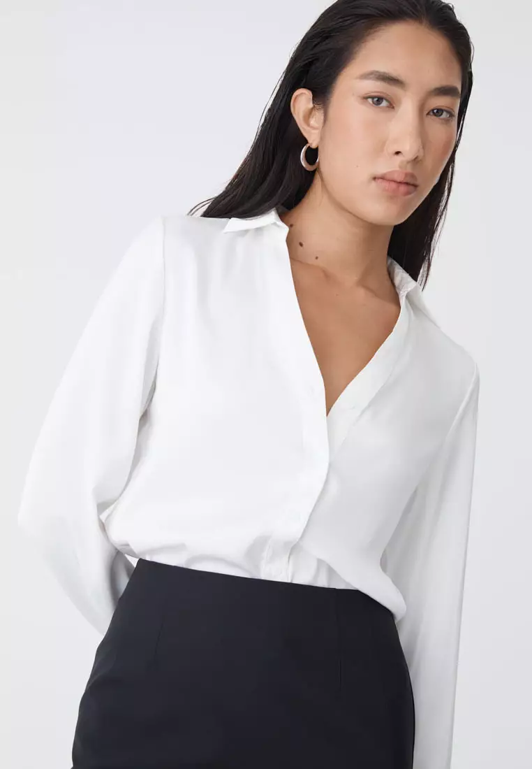 Lila V-Neck Satin Blouse