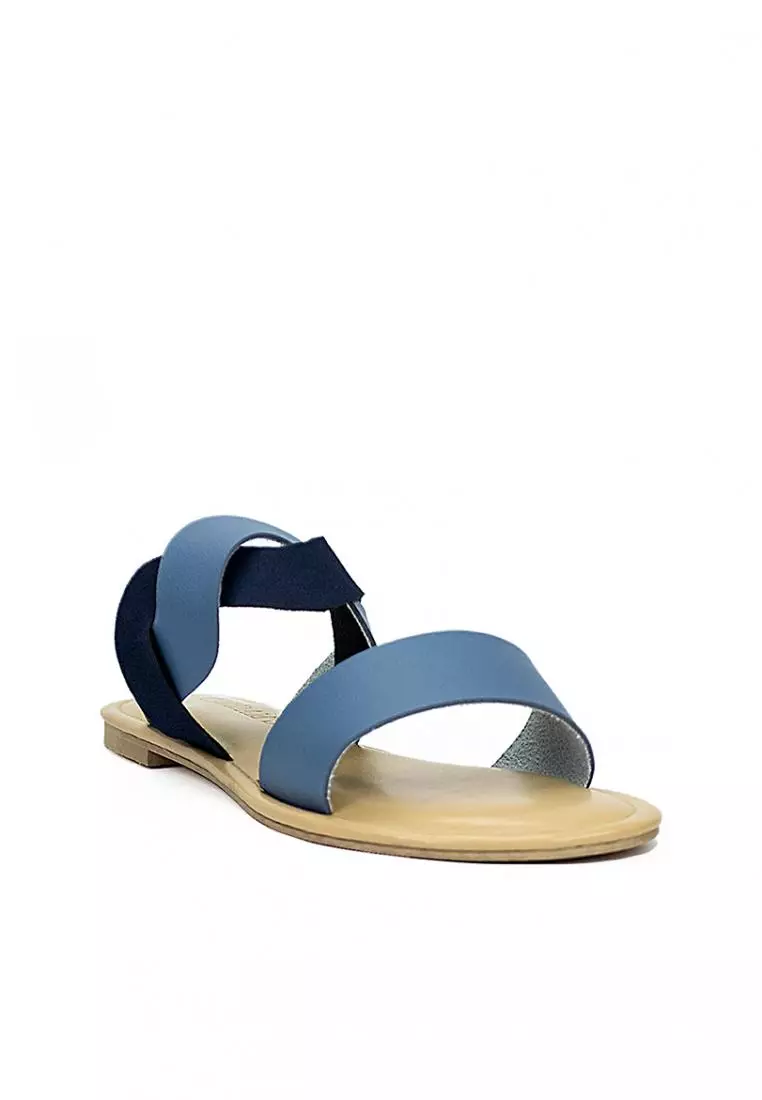 Ladies blue flat on sale sandals