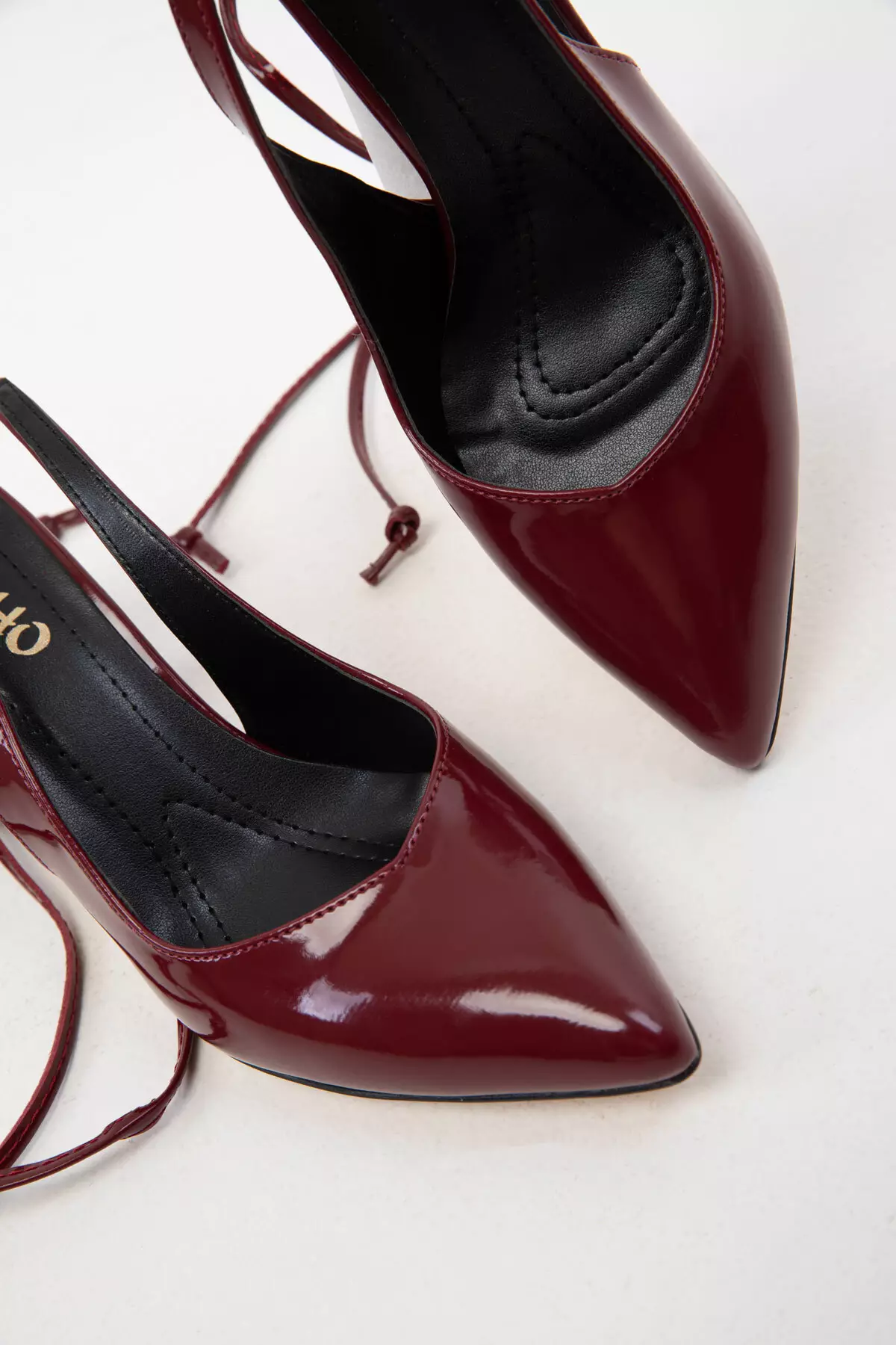 Claret Red Patent Leather Women's Classic Heeled Shoes 15776