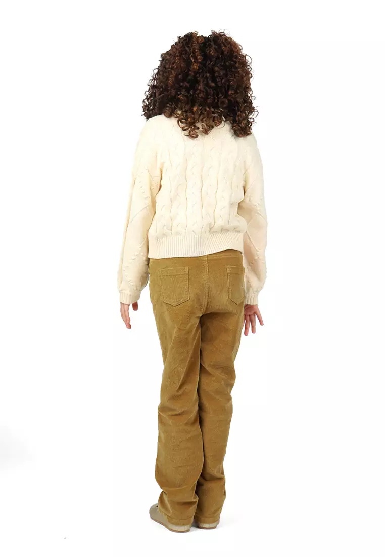 Girls Melange Chunky Cable Knit Cardi