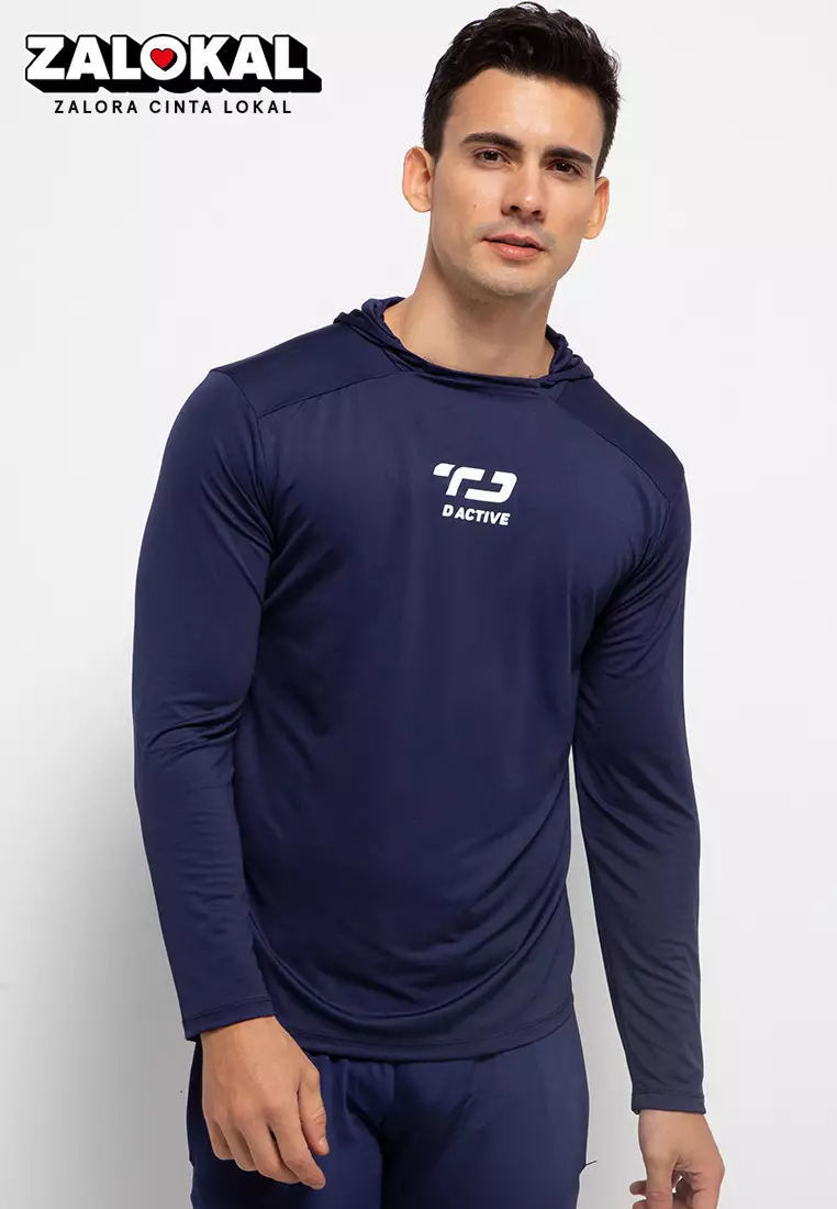 Td Active MS135 HOL base layer sport pria hoodie navy