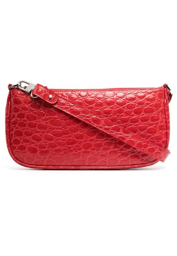 BY FAR red By Far Rachel Croco Embossed Leather Shoulder Bag in Pomodoro CA00FAC2721E07GS_1