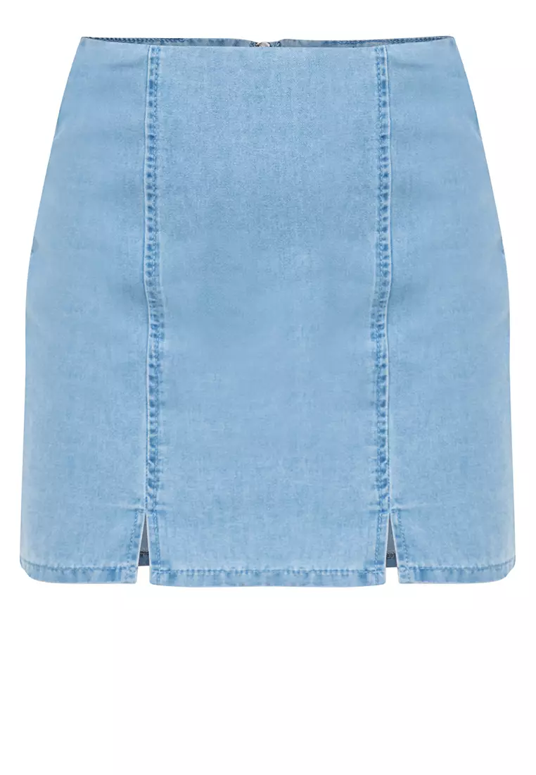 Buy ZALORA BASICS Split Front Mini Denim Skirt 2024 Online ZALORA Philippines