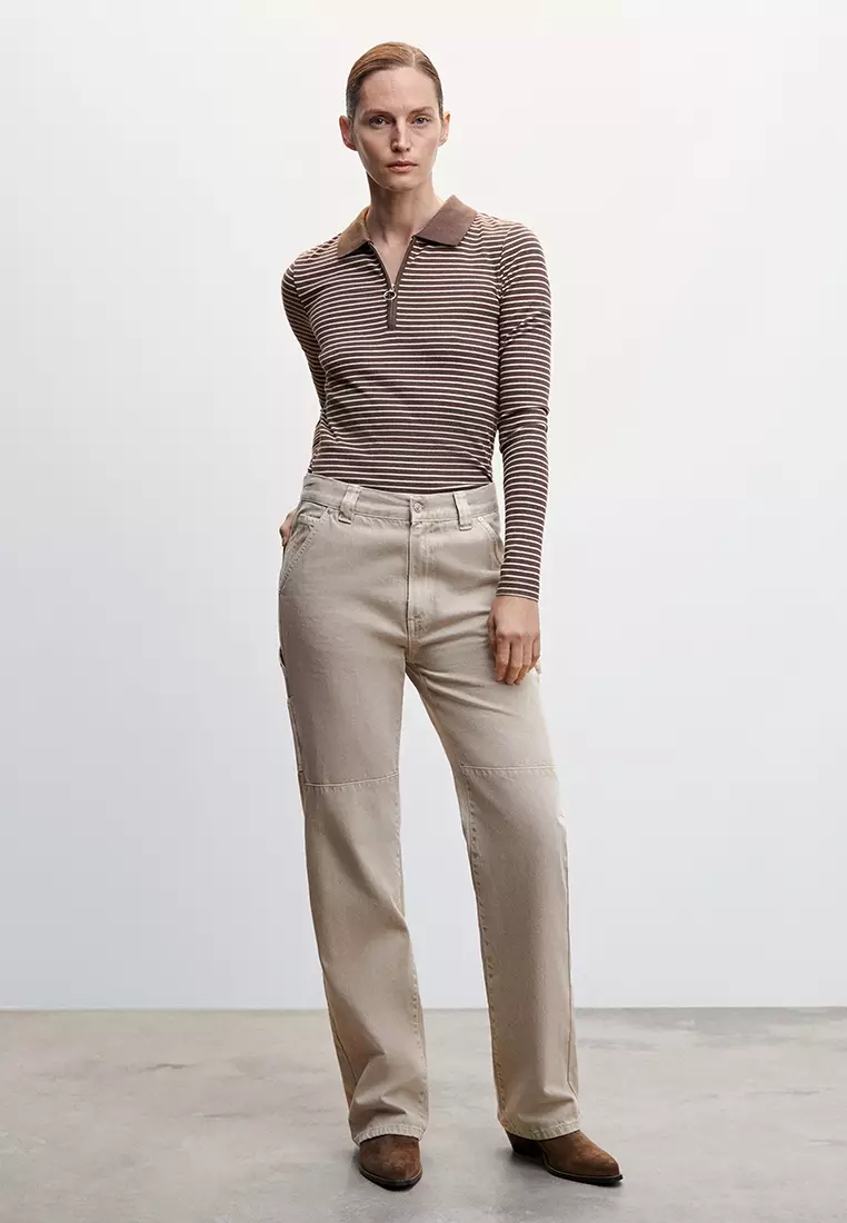 Ribbed Polo-Style Sweater
