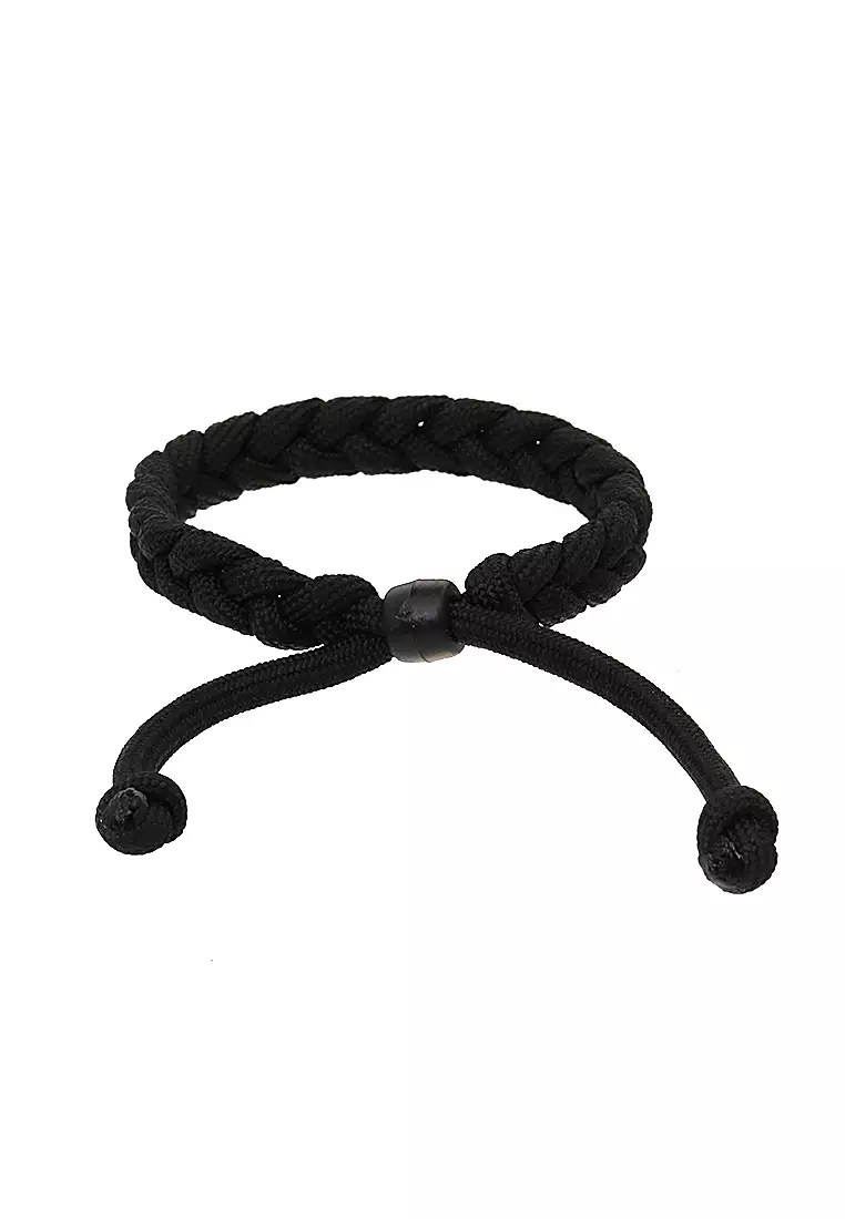 Omrish Bracelet Gelang Men's Motif Clamp Leaf One Set Material Paracord ORIGINAL - Black