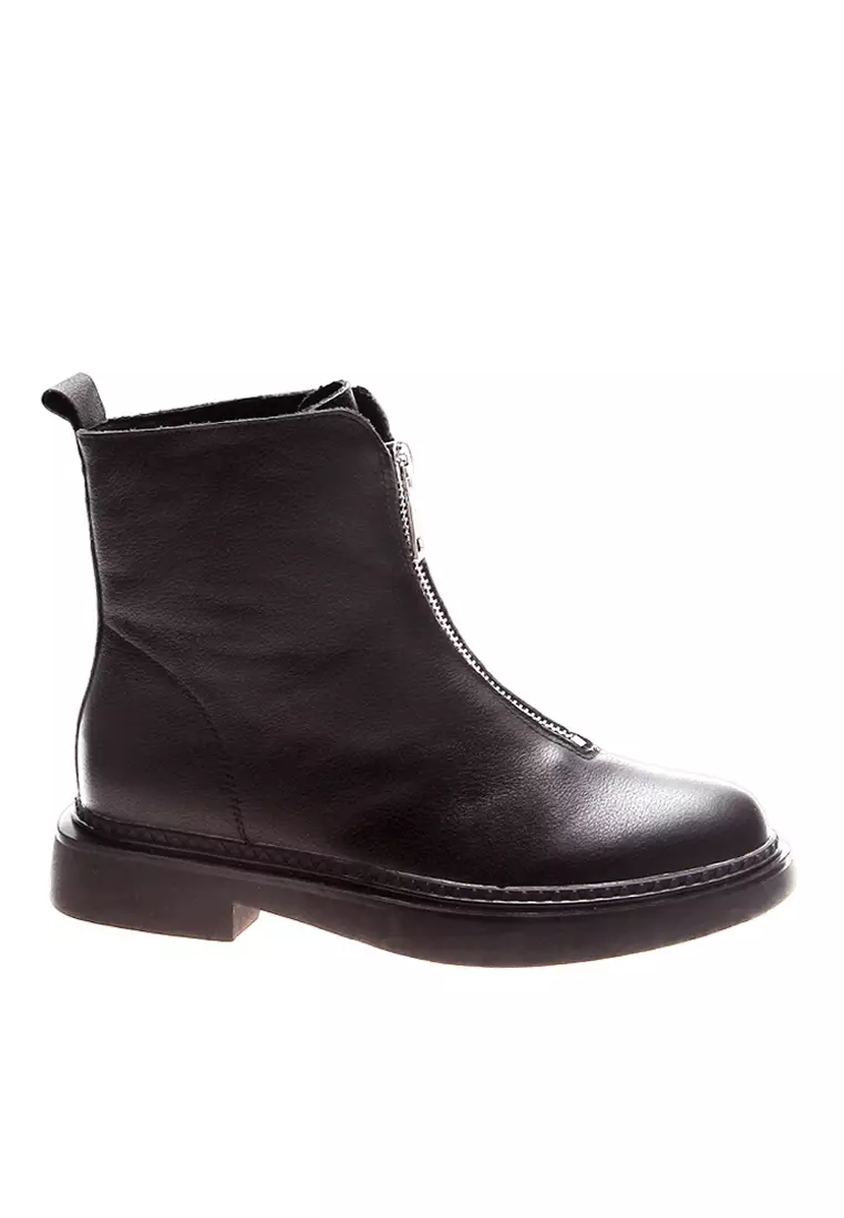 Discount on Twenty Eight Shoes  shoes - SKU: Top Layer Cowhide Front Zipper Mid Boots Vb119