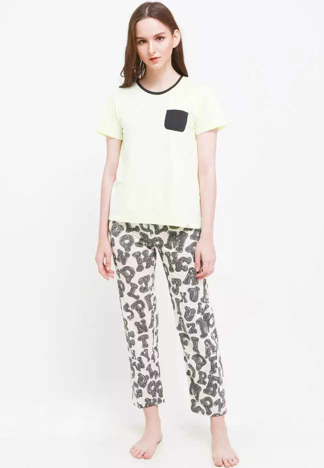 Pyjama Short Sleeve Long Pants Sleepwear