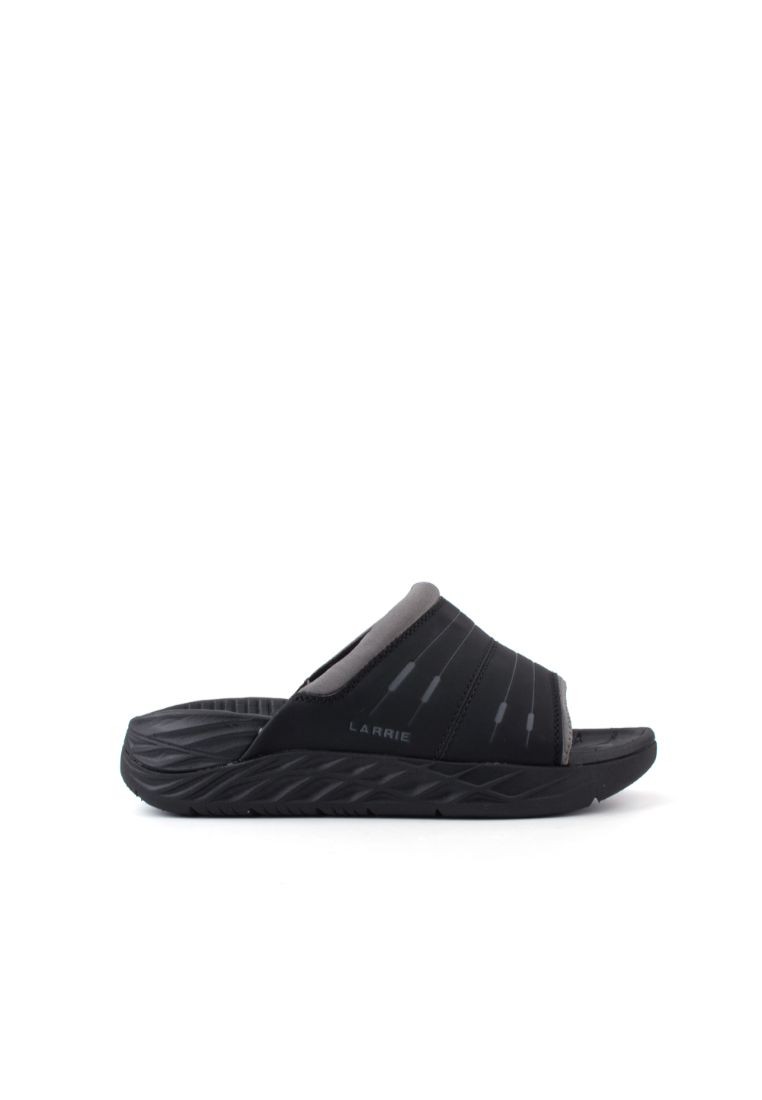 LARRIE Men Black High Wedge Comfy Slide In Sandals