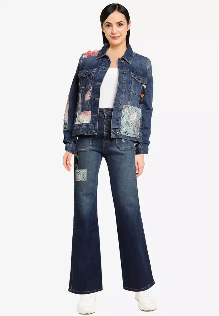 Patches Wide Legs Jeans