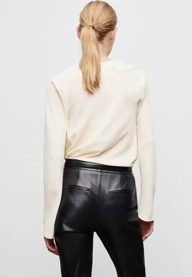 Draped Boat-Neck Blouse