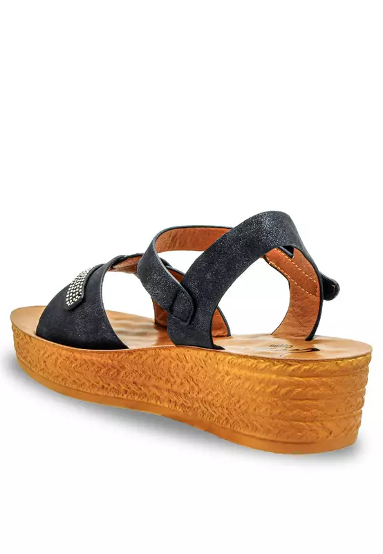 Sling Back Faux Leather Strap Casual Sandals