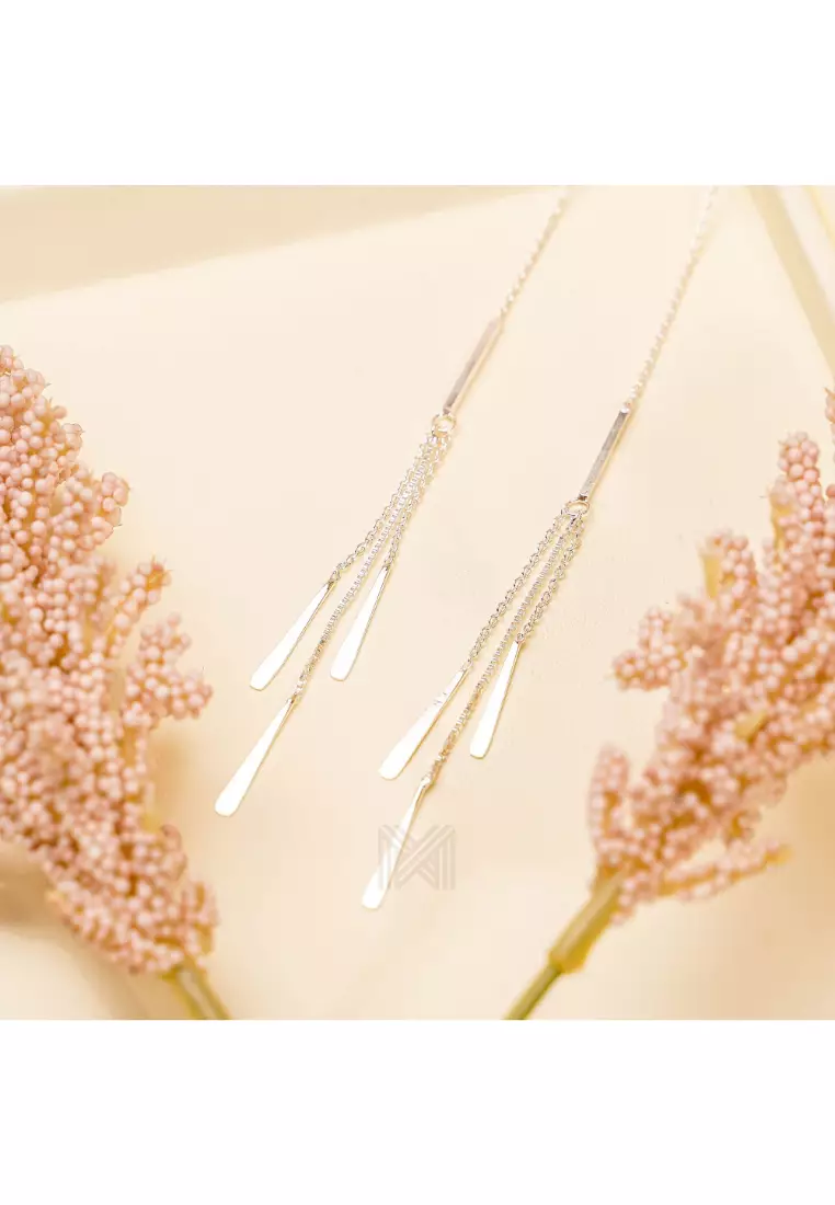 Minimal Thread Dangle Silver Threader Earrings with 925 Sterling Silver