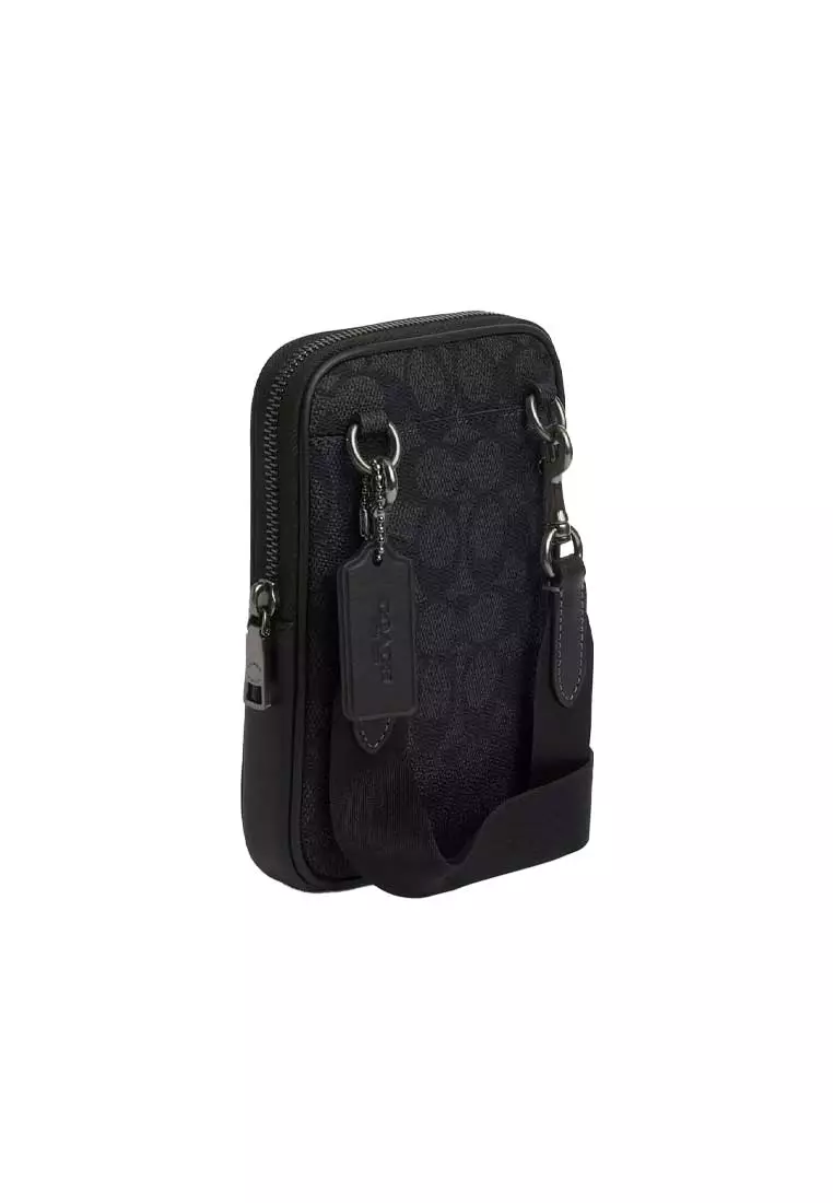 Buy COACH Aden Crossbody Bag In Signature Canvas Charcoal/Black