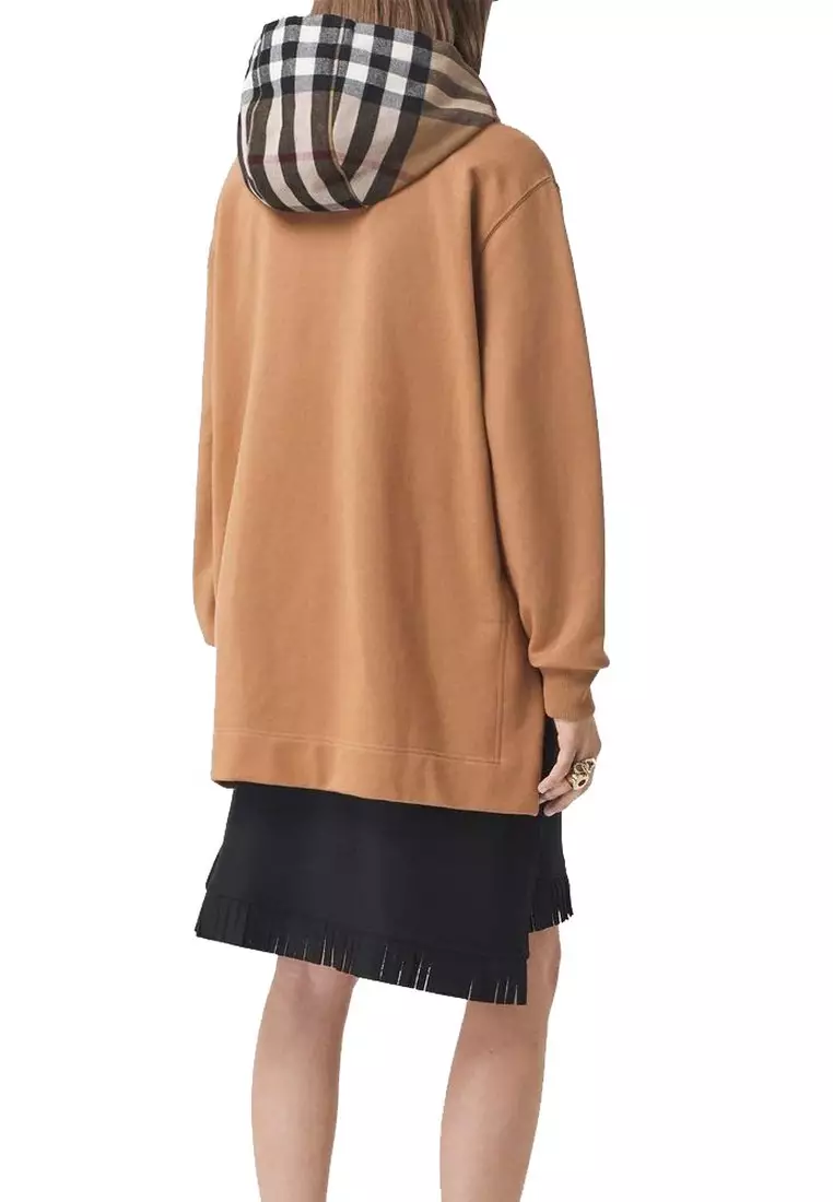 Buy Burberry Burberry Check Panel Hoodie in Brown 2024 Online