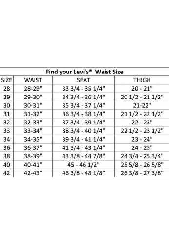 Levis 502 Size Chart