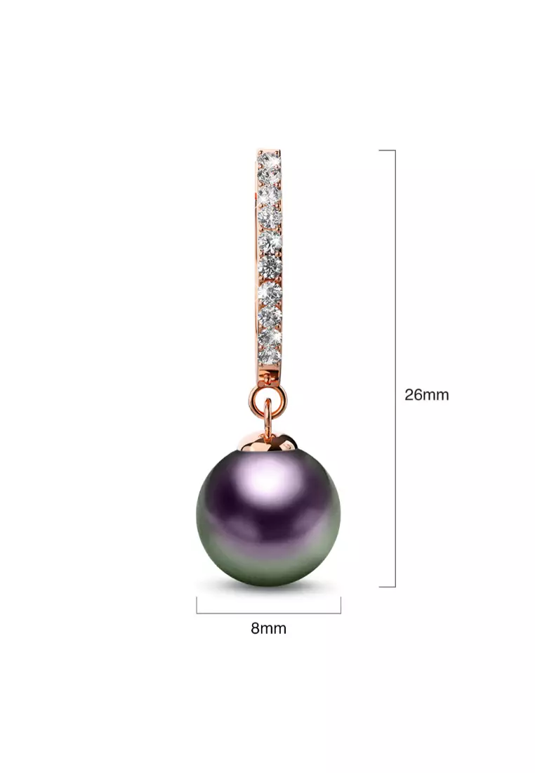 Flawless Pearl Drop Hoop Earrings Embellished with SWAROVSKI Crystal Iridescent Purple Pearls