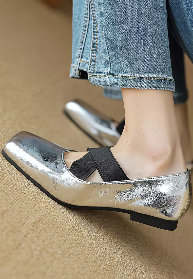 Cross Strap Square Toe Ballerinas WW8929-3