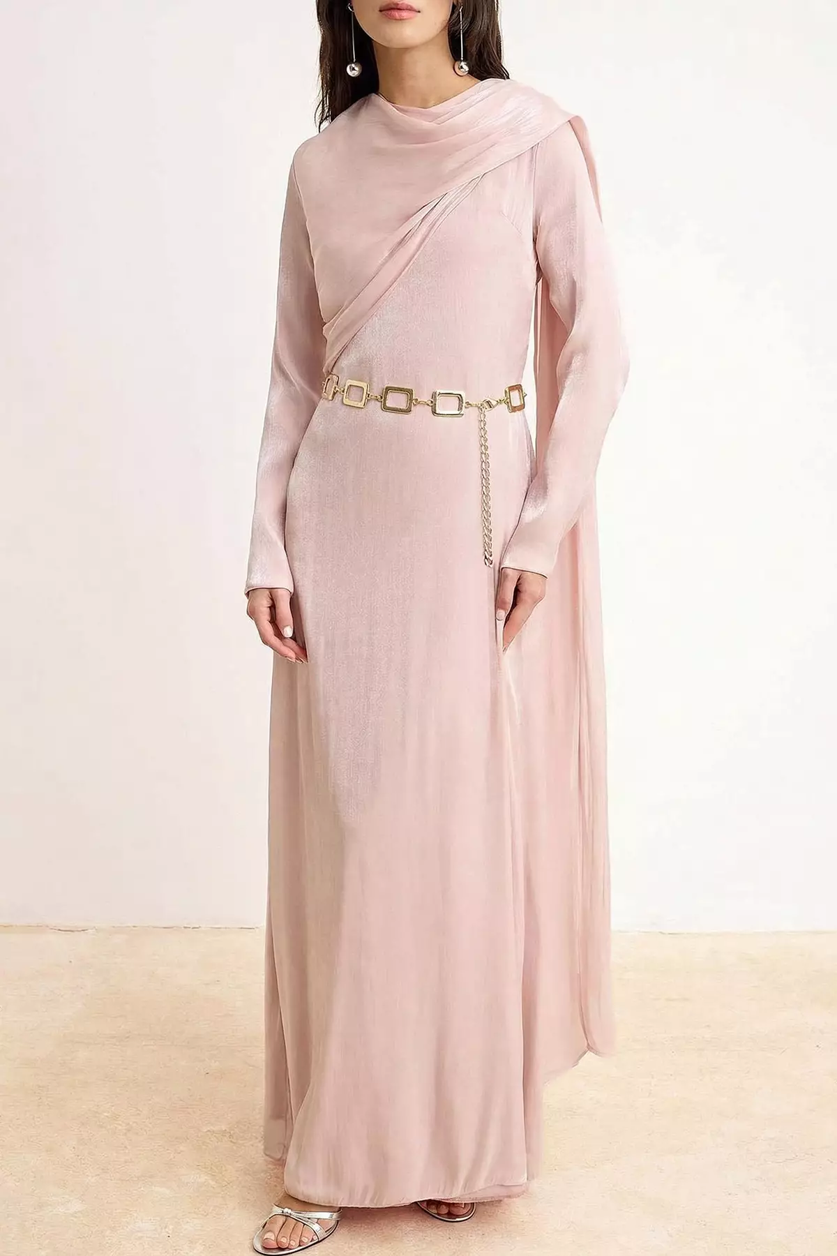 Dusty Rose Woven Hijab Evening Dress Tctss26Db00014