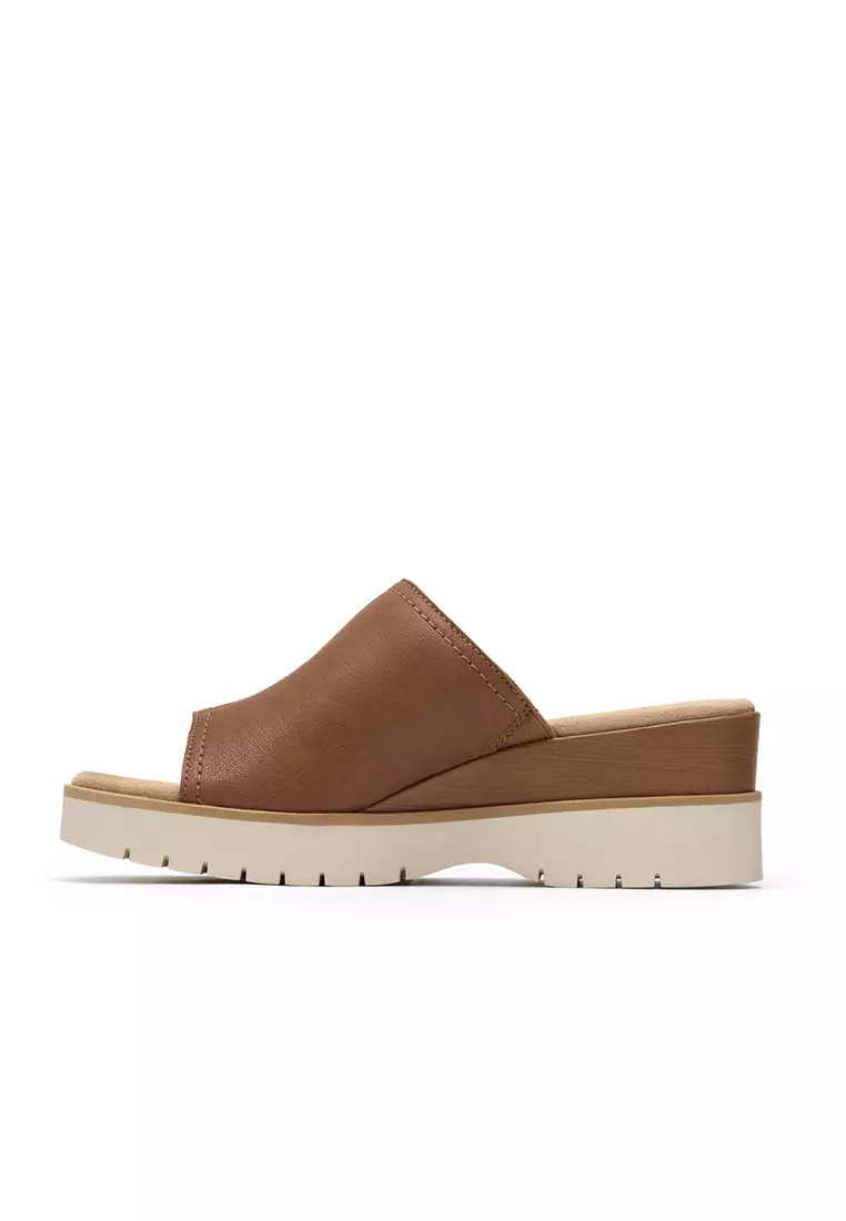Womens Diaz Slide Wedges Tan Leather - Wide Fit