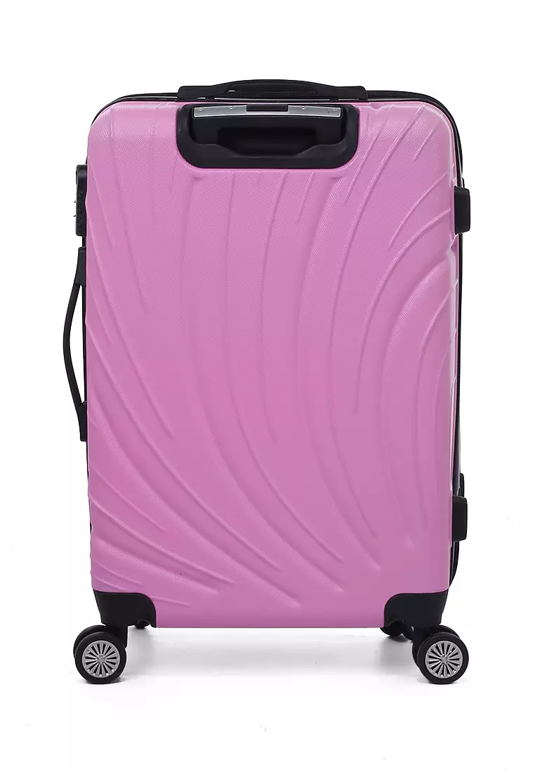 Austin Koper Unisex Size 24 Inch Large Compartment Suitcase Tas Travel Number Code Lock Material Fiber ABS ORIGINAL - Pink