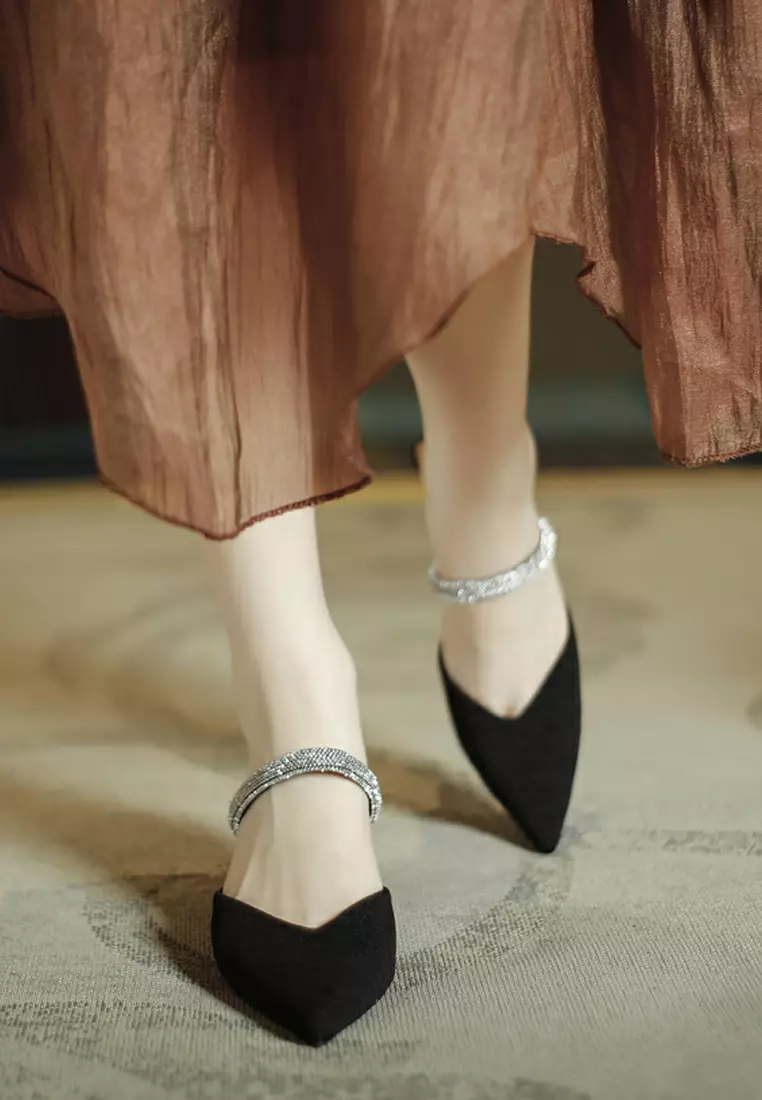 6CM Rhinestone Strap Mule Heel TE726-29