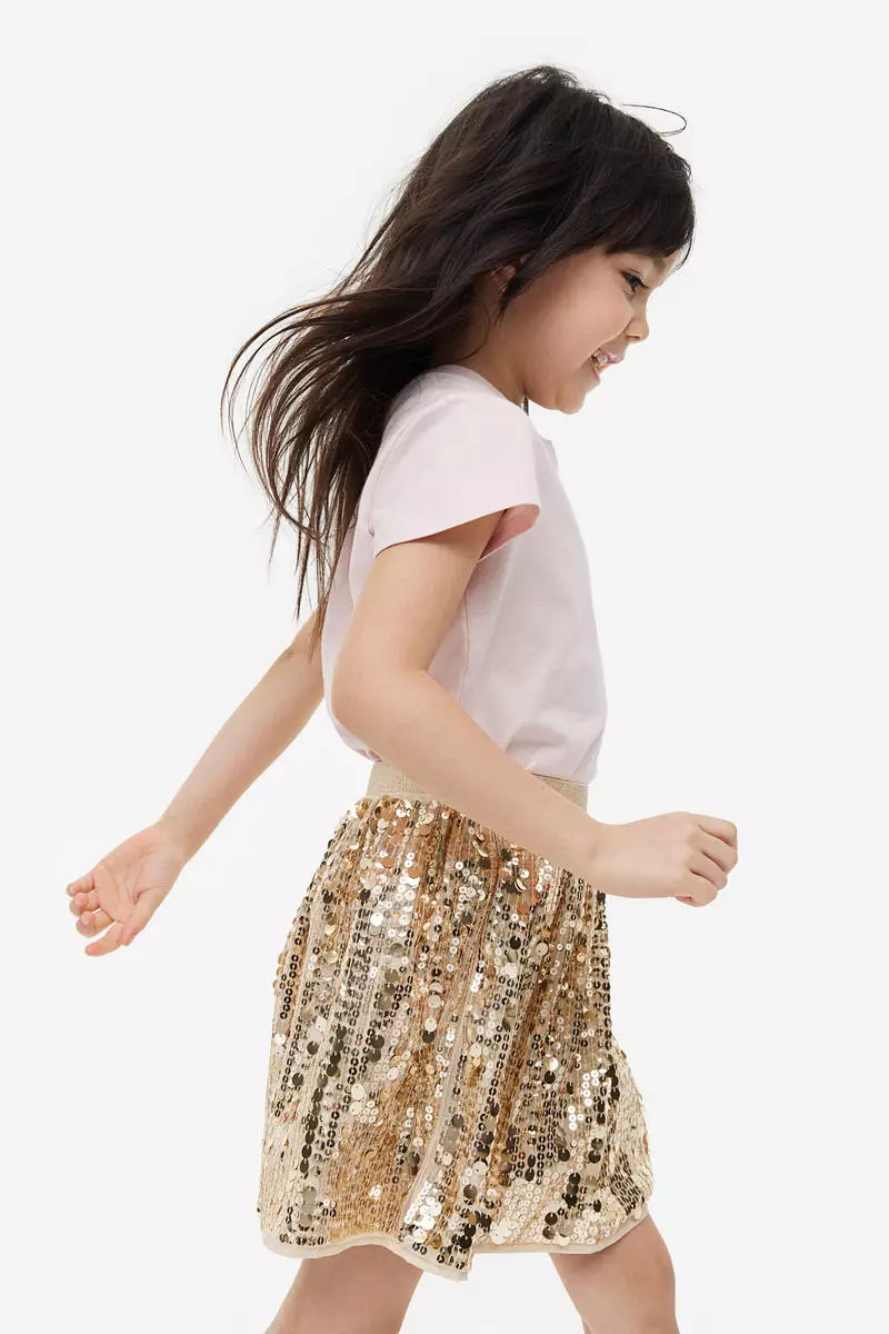 Gold sequin skirt h&m sale