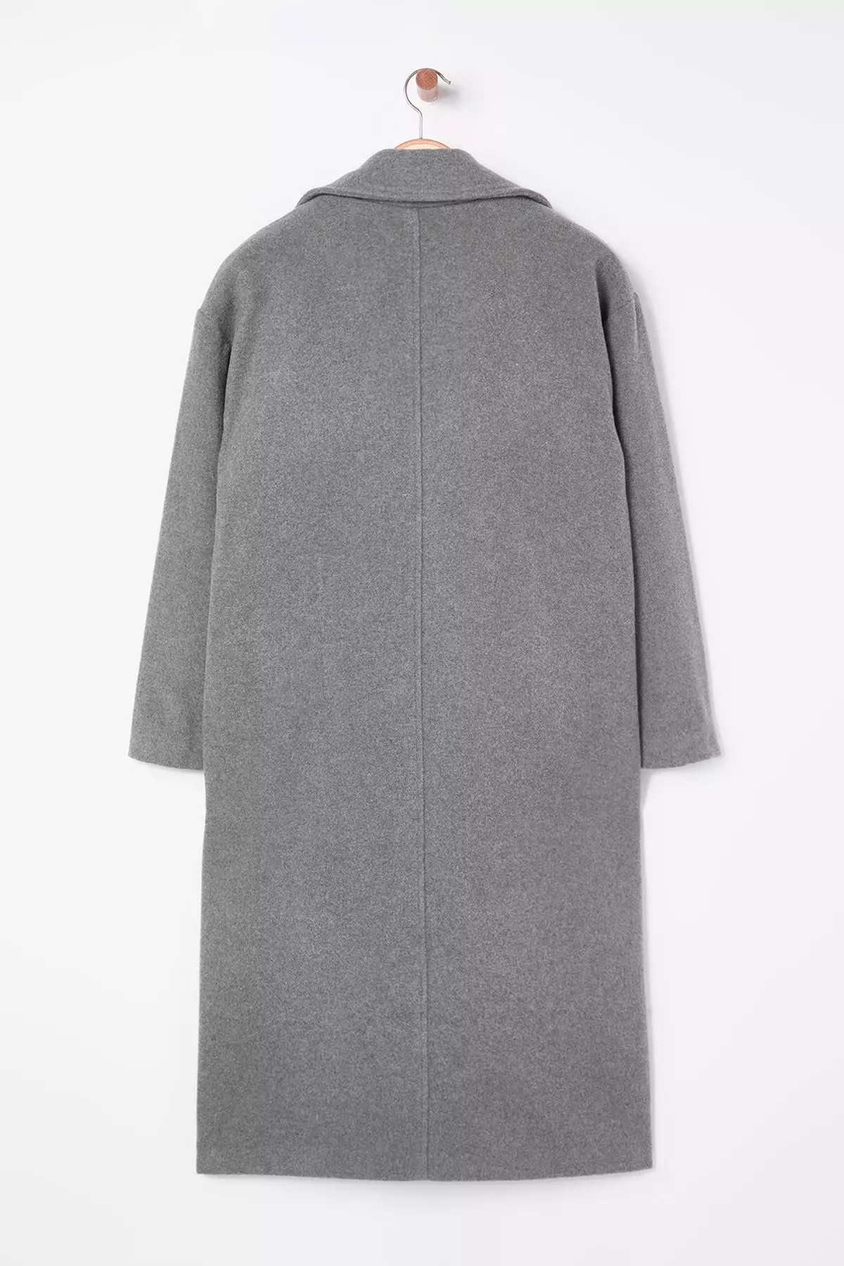 Gray Oversize Wide Cut Long Wool Cashmere Coat TWOAW21KB0038