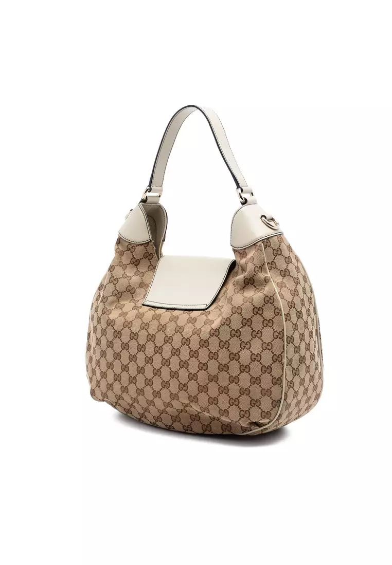 Pre-Loved Gucci Medium Gg Canvas Emily Flap Satchel