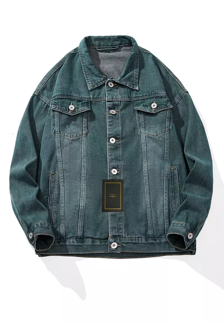 Washed denim top jacket