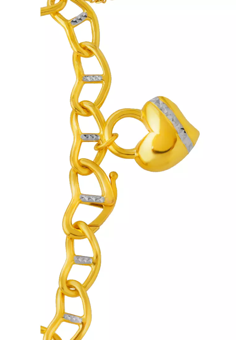 TOMEI Dual-Tone Heart Trace Bracelet, Yellow Gold 916