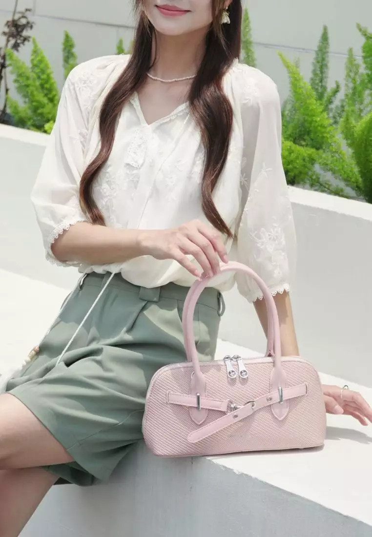 Women's Top Handle Bag / Sling Bag / Crossbody Bag (Tas Selempang / Tas Tangan) - Merah Jambu