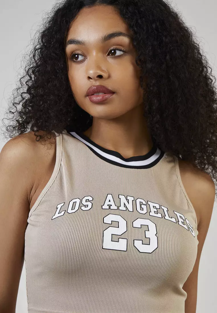 Pink Vanilla Stone Sports Stripe Varsity Super Crop