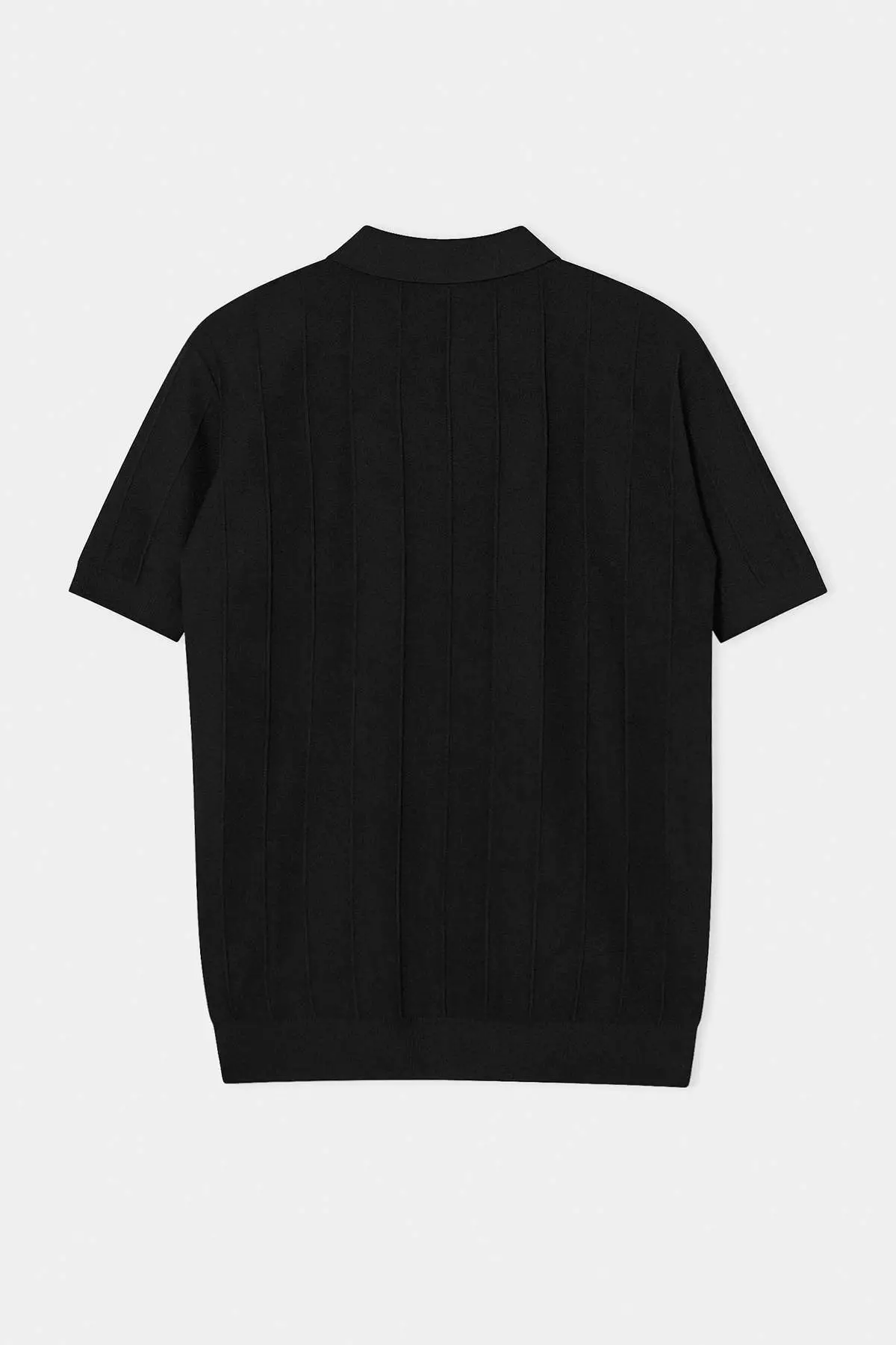 Black Slim/Fitted Fit Textured Polo Neck T-Shirt Tmnss26Po00039