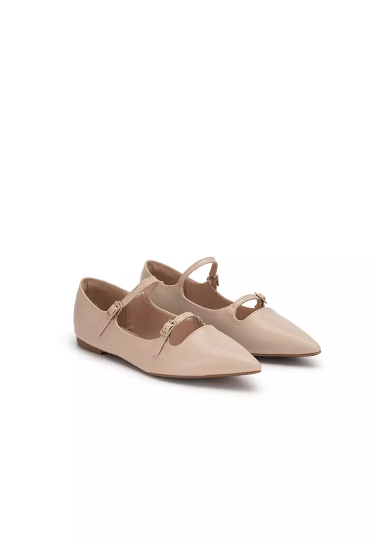 MARY JANE POINTED TOE FLAT 雙帶尖头瑪莉珍鞋