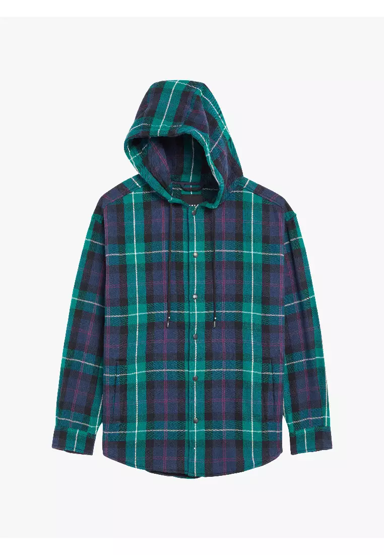 Mens hooded sales shirt jacket