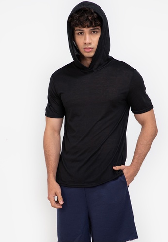 ZALORA BASICS black Hooded T-Shirt D6ED4AA1289720GS_1