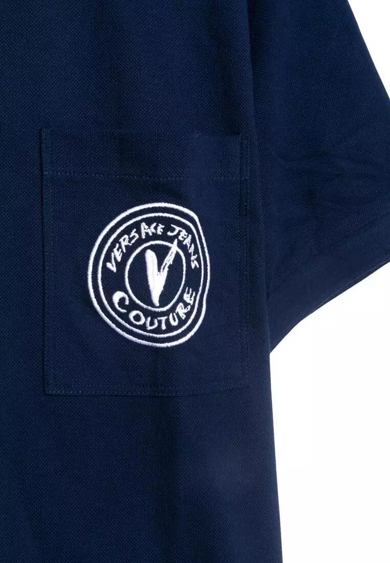 Embroidered V-Emblem Polo Shirt