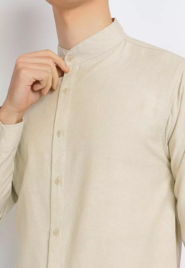 PAULMAY Kemeja Koko Formal Pria Lengan Panjang - Khaki Shirts