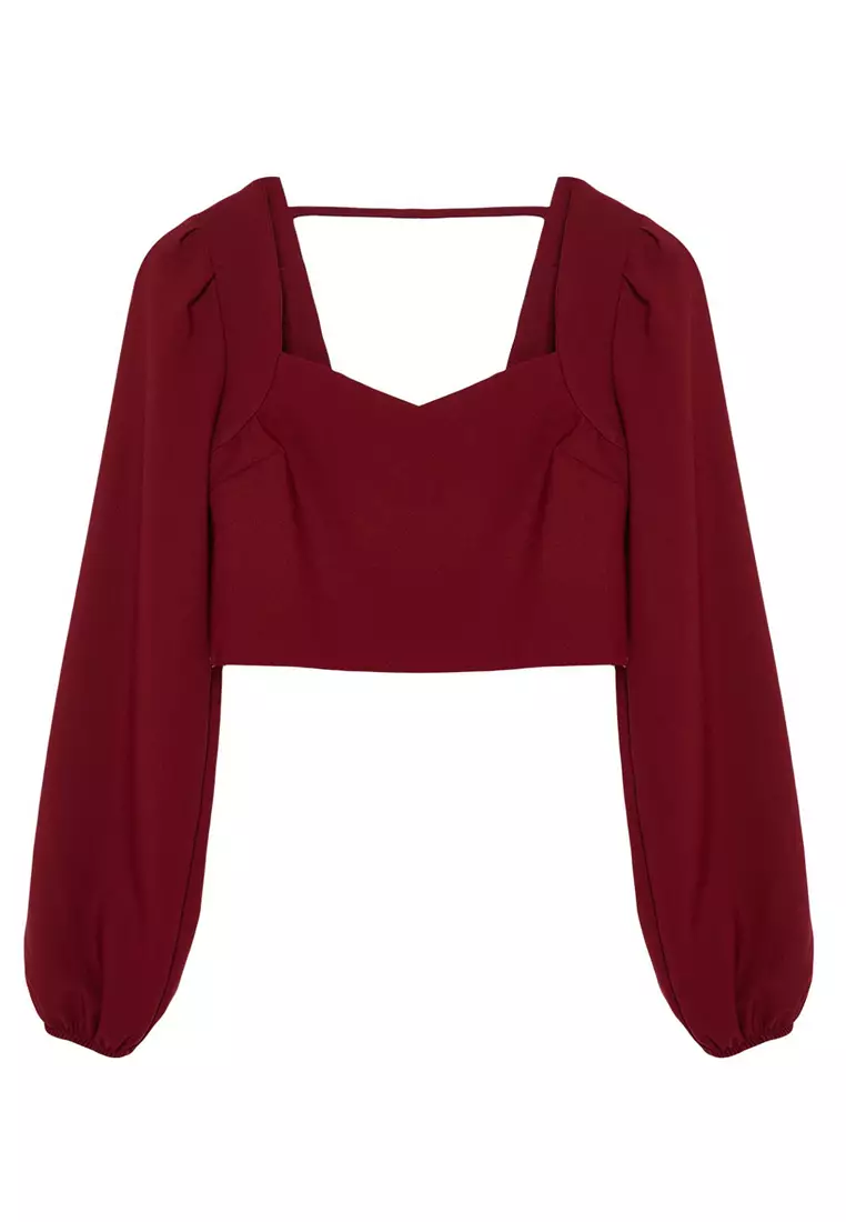 Cropped Balloon Sleeves Top